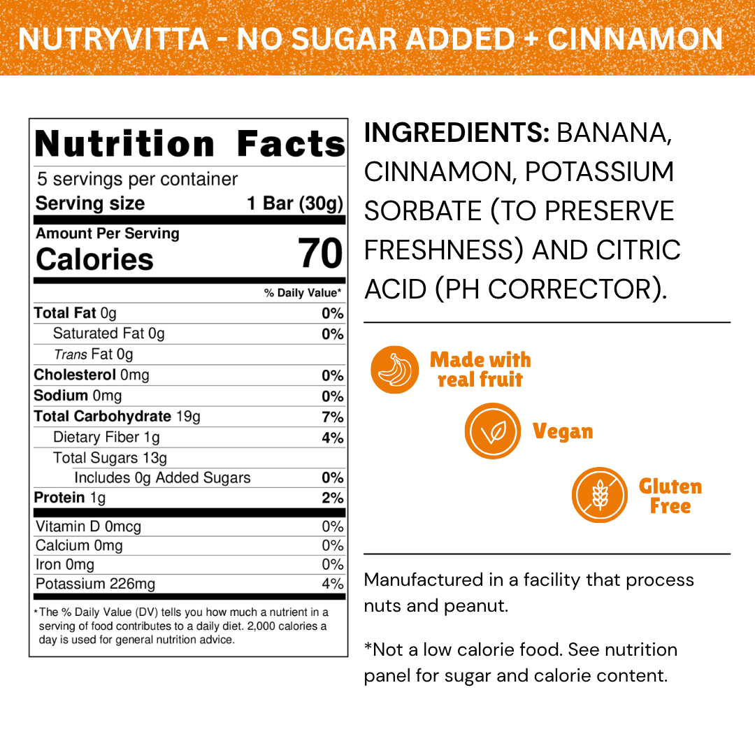 Nutryvitta Variety Pack – All 6 Flavors, Gluten-Free Banana Fruit Bars