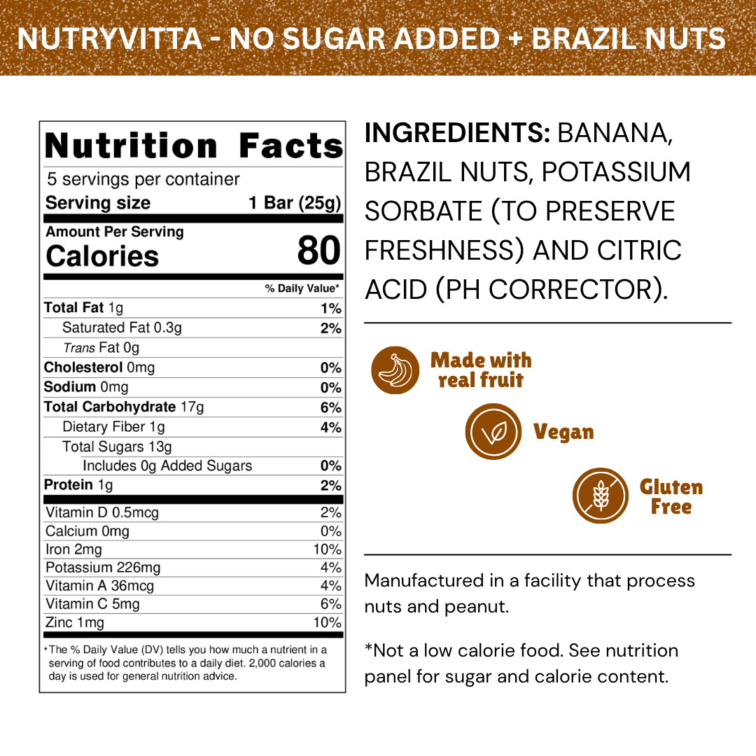 Nutryvitta Variety Pack – All 6 Flavors, Gluten-Free Banana Fruit Bars
