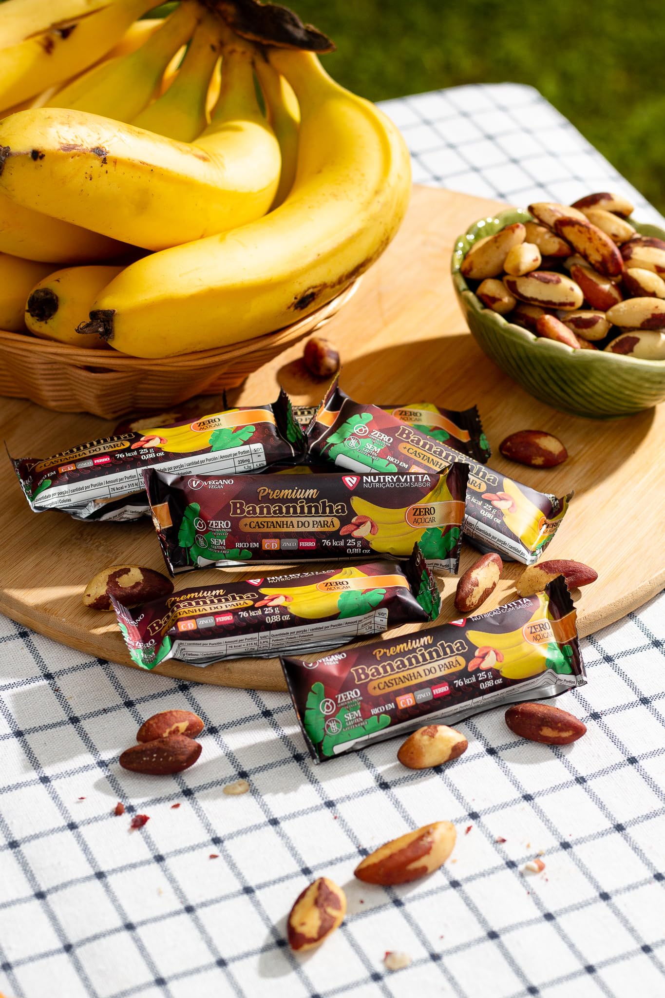 Nutryvitta No Sugar Added Banana Fruit Bars with Brazil Nuts – Vegan, Gluten-Free, Brazilian Bananinha, 5-Pack