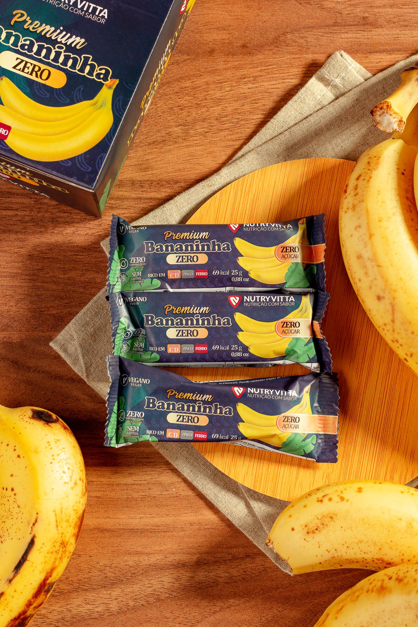 Nutryvitta No Sugar Added Banana Fruit Bars – Vegan, Gluten-Free, Brazilian Bananinha, 5-Pack