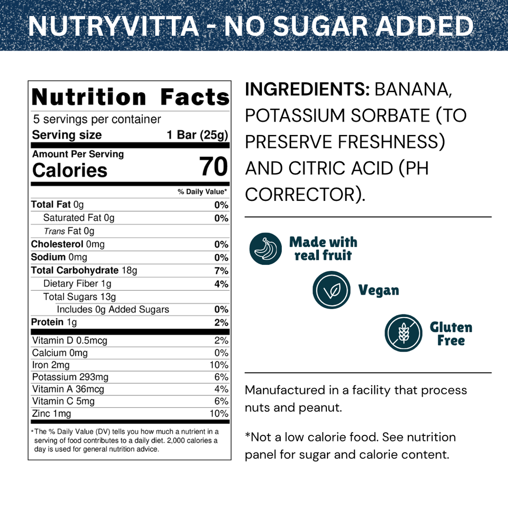 Nutryvitta Variety Pack – All 6 Flavors, Gluten-Free Banana Fruit Bars