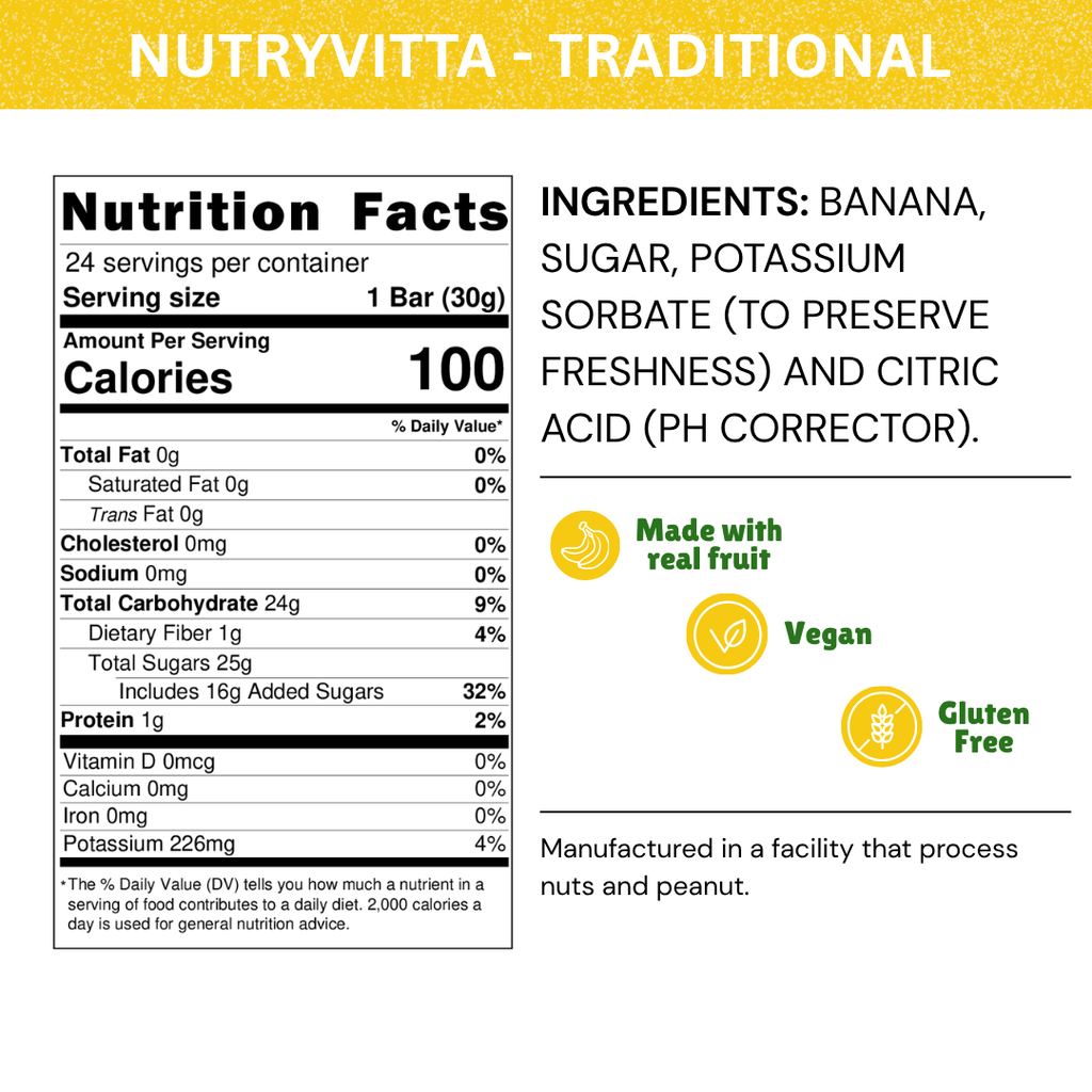 Nutryvitta Variety Pack – All 6 Flavors, Gluten-Free Banana Fruit Bars