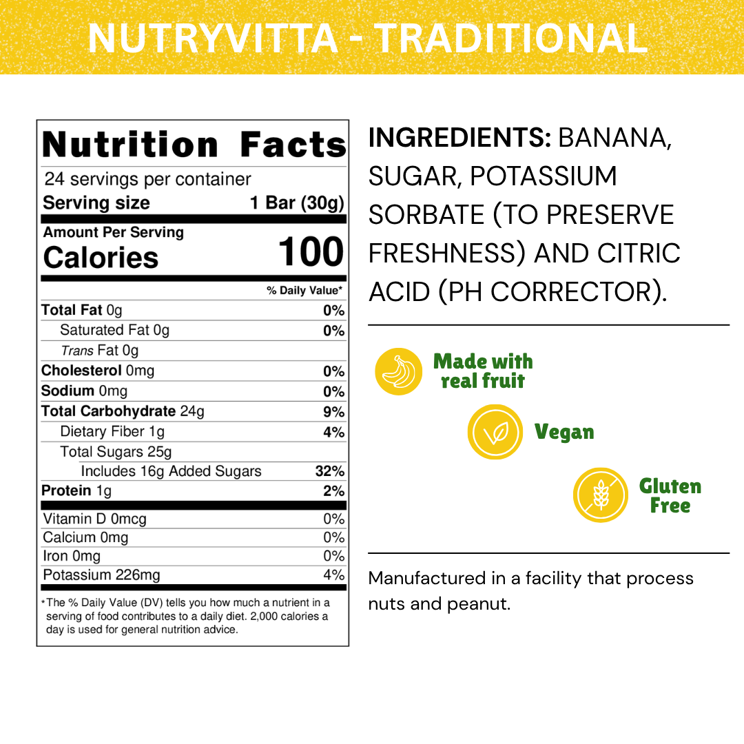 Nutryvitta Variety Pack – All 6 Flavors, Gluten-Free Banana Fruit Bars