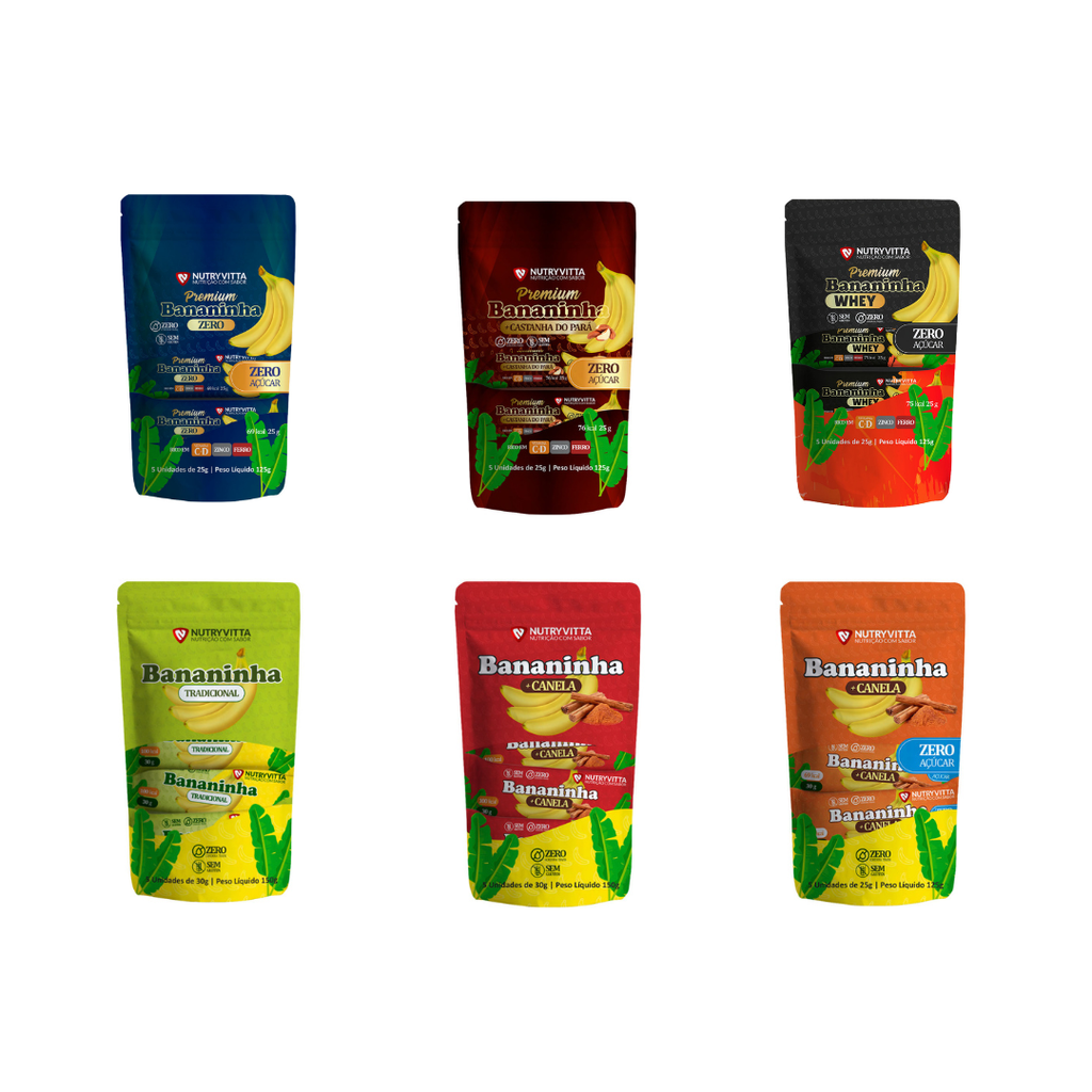 Nutryvitta Variety Pack – All 6 Flavors, Gluten-Free Banana Fruit Bars