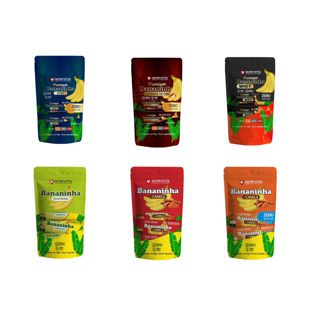Nutryvitta Variety Pack – All 6 Flavors, Gluten-Free Banana Fruit Bars